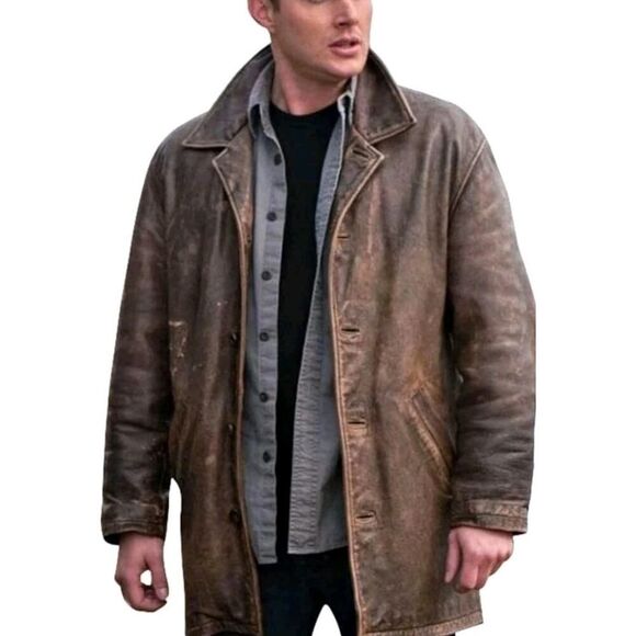 Vtg Wilsons Leather Jacket Dean Winchester Supernatural Brown Distressed Medium - Picture 1 of 14